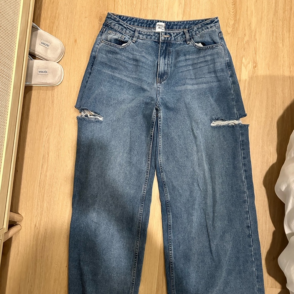 Princess Polly Blue Jeans with side rips